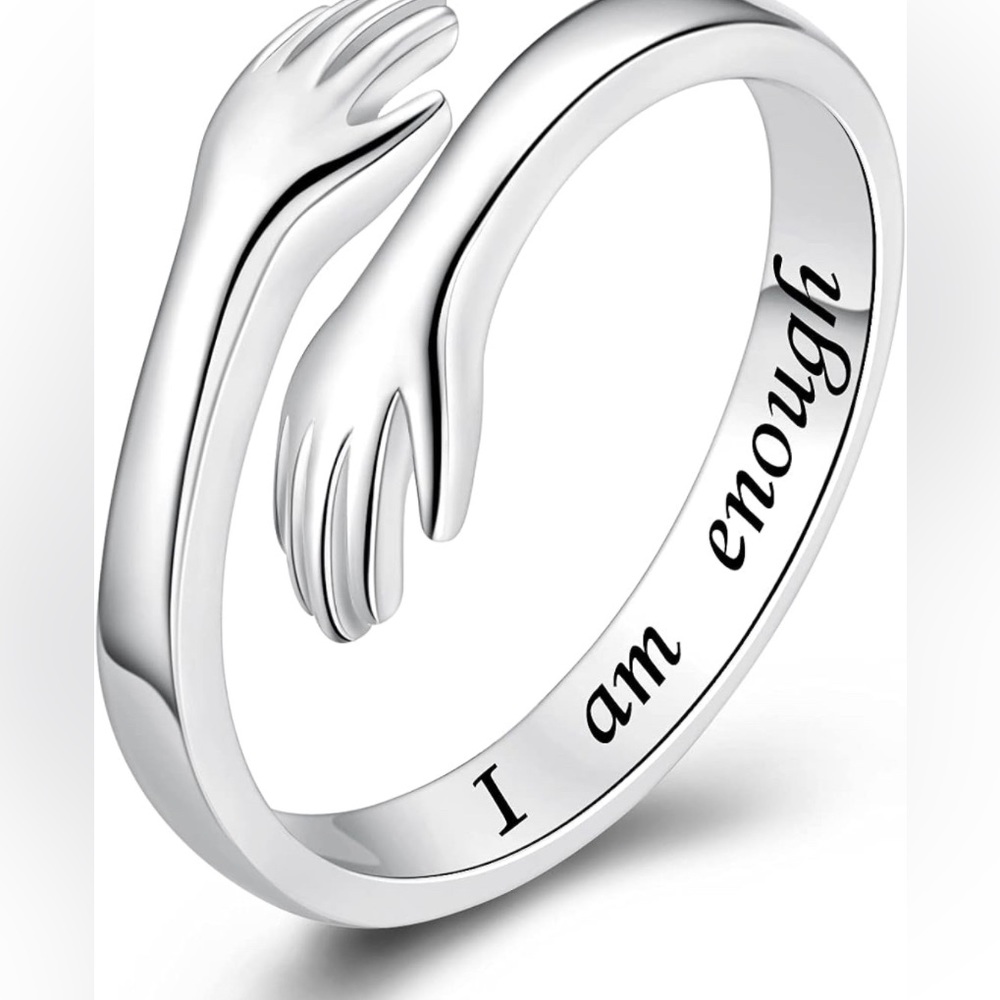 925 Sterling Silver Adjustable Hug Ring Come to My Arm Couple Hugging Rings
